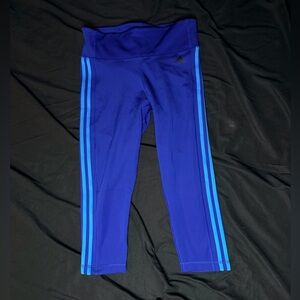 adidas Royal Blue Capri Leggings with Light Blue Side Stripes
